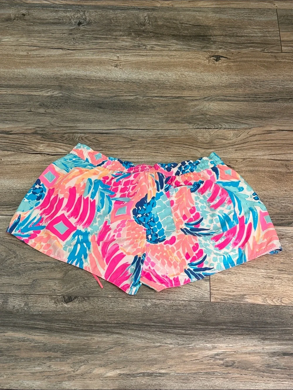 Lilly Pulitzer Pink & Blue Tropical Print Athletic Shorts